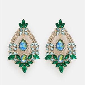 Gorgeous Gold & Green Drop Earrings with Matching Ring